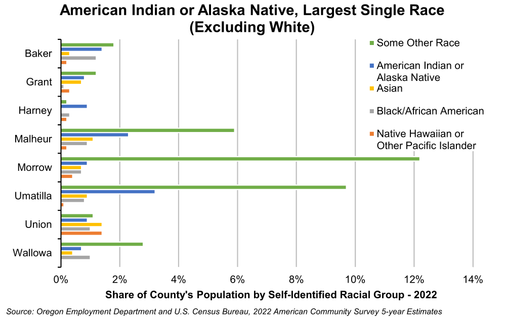 Graph showing American Indian or Alaska Native, Largest Single Race (Excluding White)